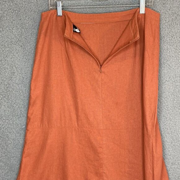 Minimalist Boho Linen Rayon Blend Maxi Skirt Women Sz 12 Orange Tiered Pull On - Picture 13 of 14